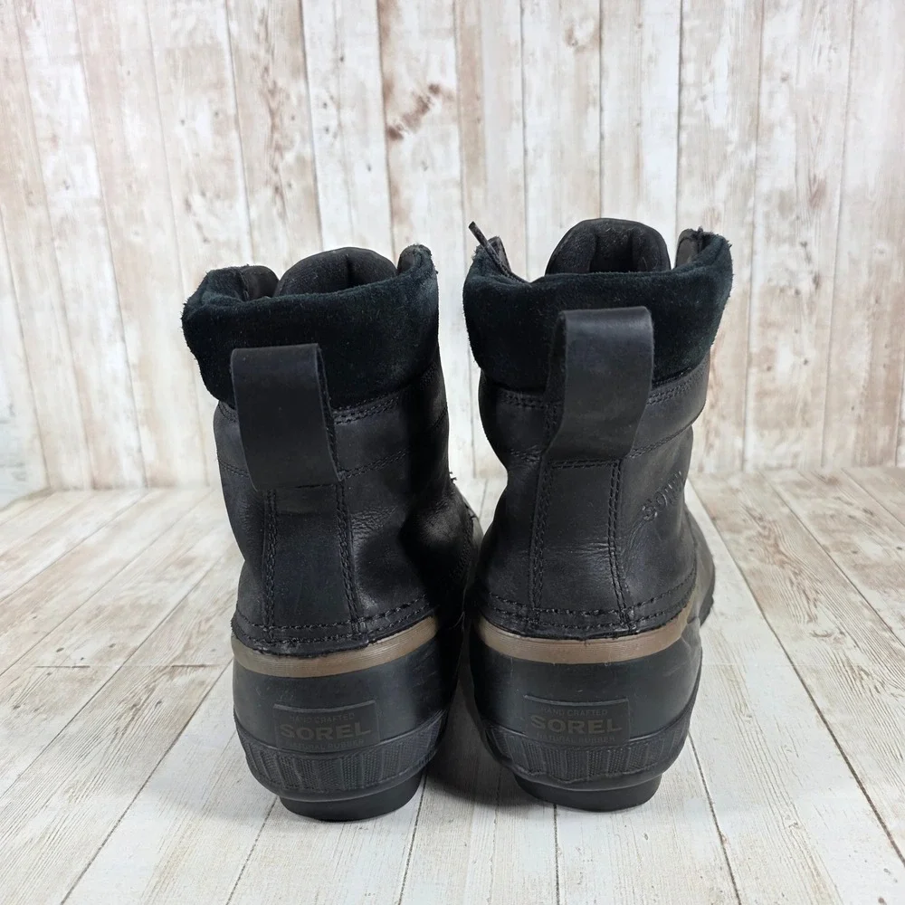 Sorel Men's Black Leather Lace Up Duck‎ Winter Snow Boots Waterproof Size 10